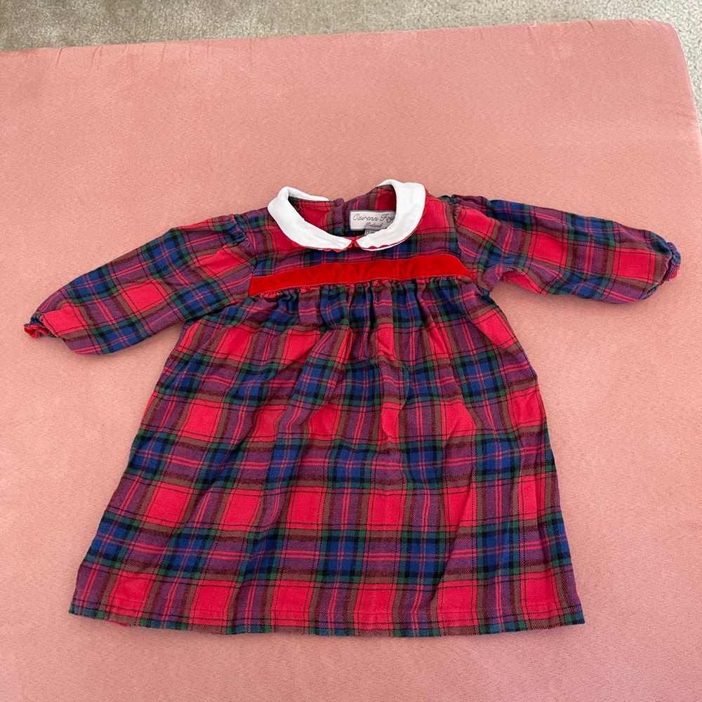 Cairenn Foy girls dress with white pique collar and long sleeves